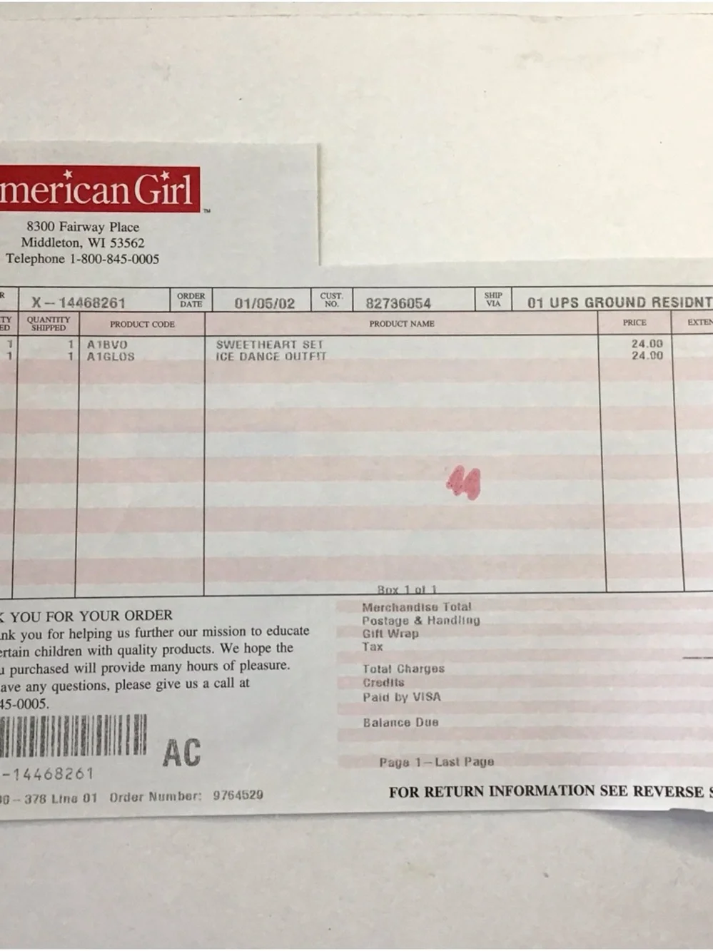 2002 EMPTY BOX American Girl Today Yellow/Black Accessory Ice Dance Outfit